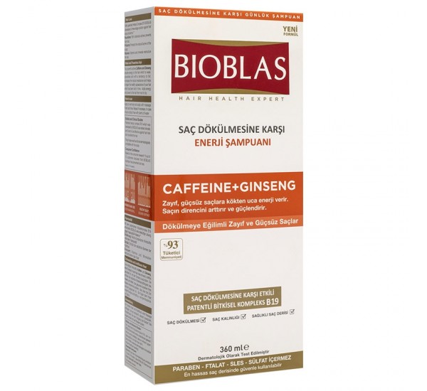 Bioblas Caffeine and Ginseng Shampoo БИОБЛАС ШАМПОАН ЗА СЛАБА КОСА С КОФЕИН И ЖЕН ШЕН 360 мл